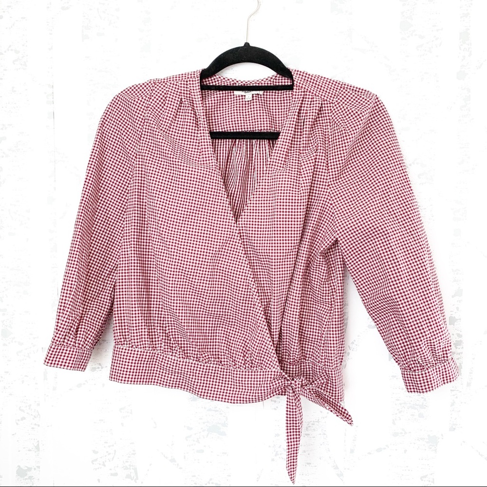 Madewell Wrap Top in Gingham Check - Picture 5 of 8